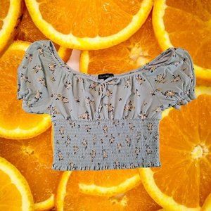 Derek‎ Heart Mint Green Flowered Crop Top Size Large